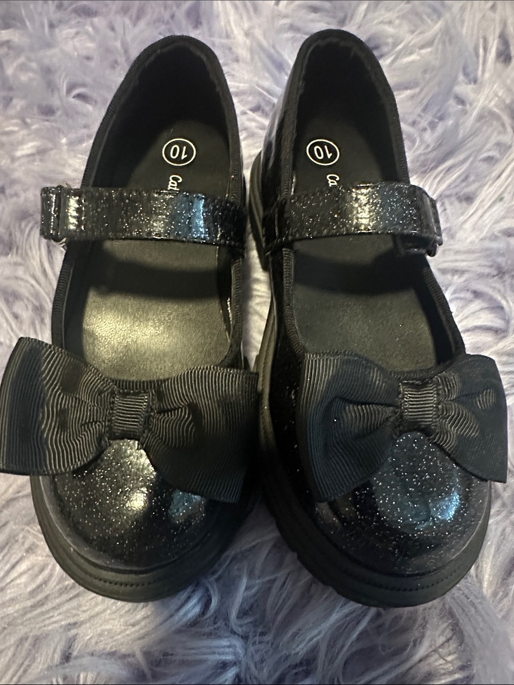 Cat & Jack Black Glitter Mary Jane Shoes with Bow - Kids